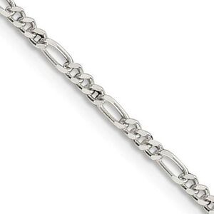 2.25mm Sterling Silver, Solid Figaro Chain Necklace, 18 Inch